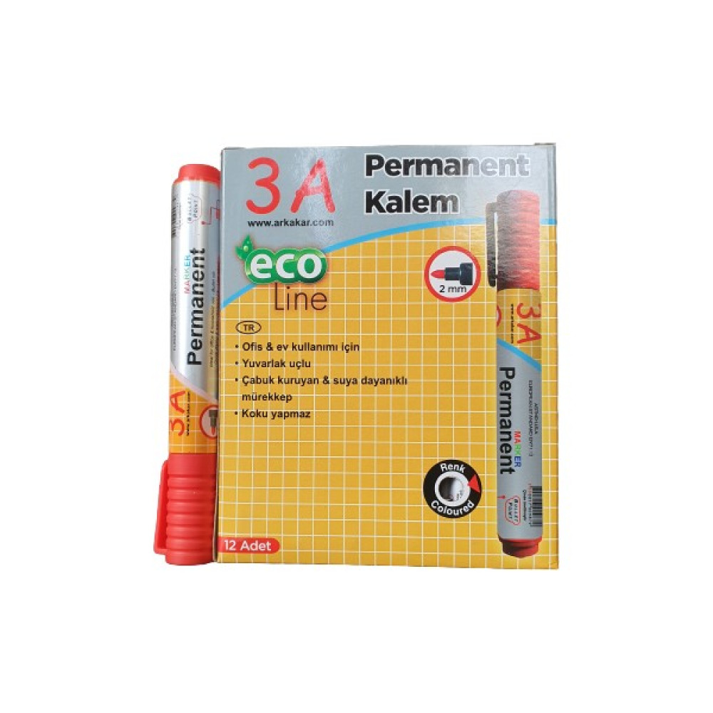Cmk 3A Permanent Marker Koli Kalemi 12'li Paket Kırmızı CD-DVD-Asetat Kalemi Fiyatı