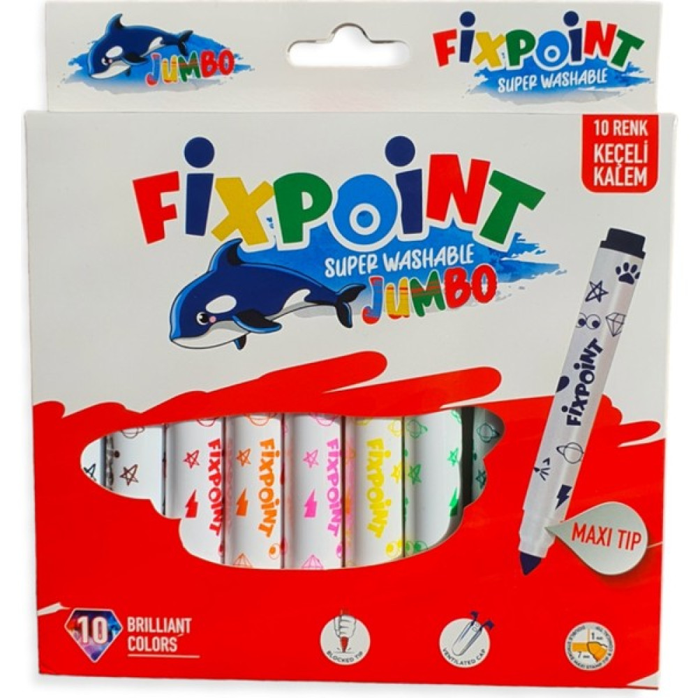 Cmk Fixpoint Yıkanabilir Jumbo Keçeli Boya Kalemi 10 Renk Keçe Uçlu Kalem Fiyatı