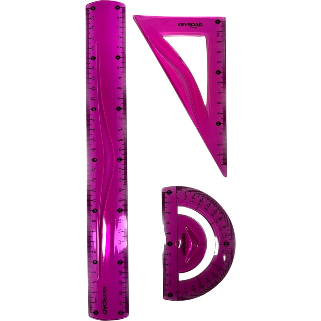 Cmk Keyroad Flexible Esnek Çizim Seti (30CM Cetvel ,iletki , Gönye) - Pembe Cetvel Fiyatı