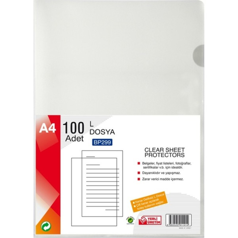 Cmk L Dosya Standart 90 Mikron 100'LÜ Paket Dosya Fiyatı