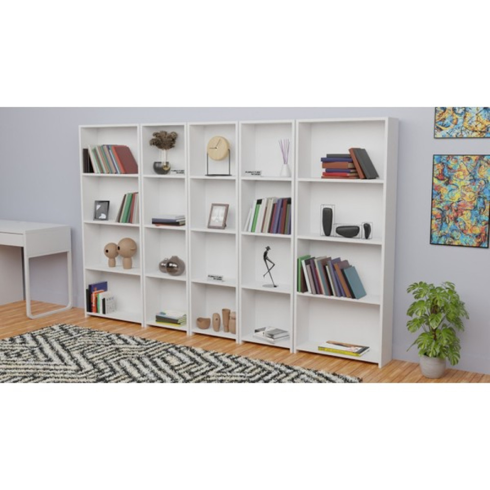 Cmkstore 5 Raflı Kitaplık Seti Arkalıklı 3 Dar 2 Geniş Raf Kütüphane 170 cm Beyaz Kitaplık Fiyatı