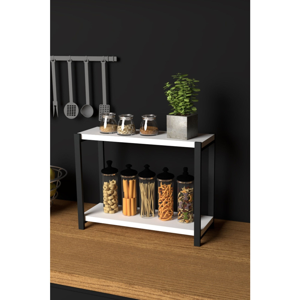 CMKStore Metal Mutfak Tezgah Üstü Organizer 2 Yüksek Raflı Banyo Mutfak Düzenleyici Beyaz Mutfak Dolabı / Mobilyası Fiyatı