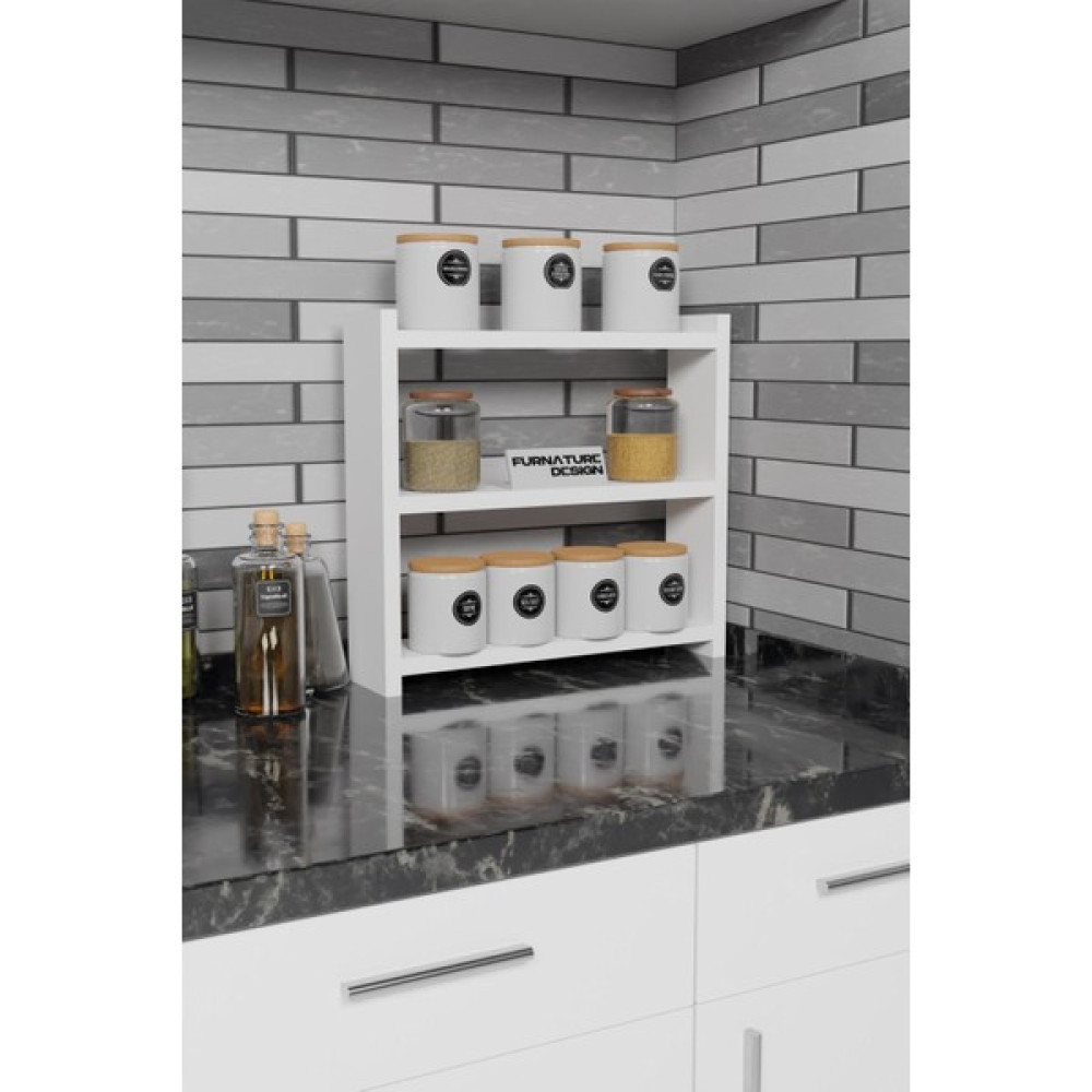 Cmkstore Tezgah Üstü Çok Amaçlı Baharatlık 3 Raflı Mutfak Rafı 40X10 cm Beyaz Duvar Rafı Fiyatı
