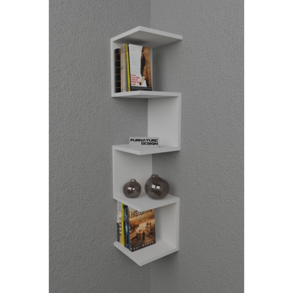 Cmkstore Zigzag Köşe Raf Kitaplık Duvar Rafı Beyaz Kitaplık Fiyatı