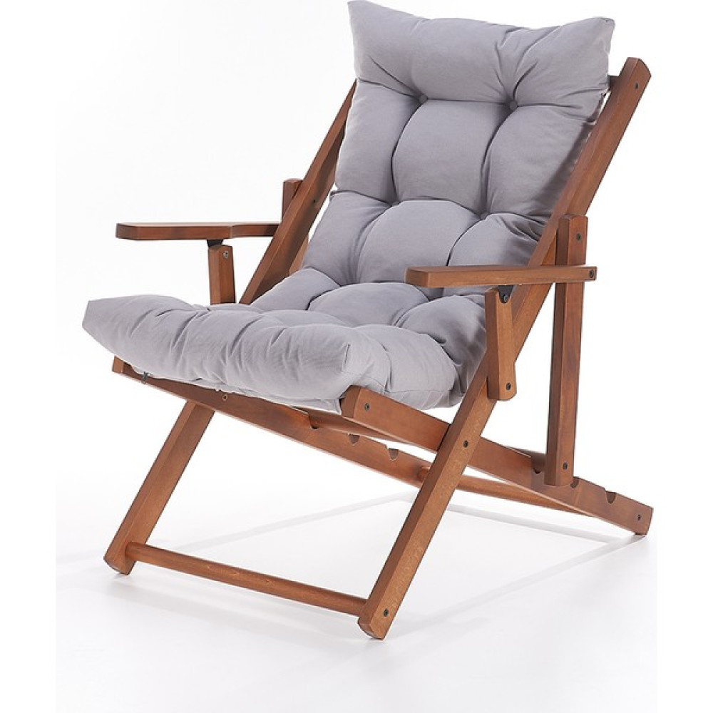 Cms Sandalye Burma Renk Ahşap Dinlenme Koltuğu Katlanır Şezlong Minderli Tv Koltuğu ve Sandalyesi - Gri Şezlong Fiyatı