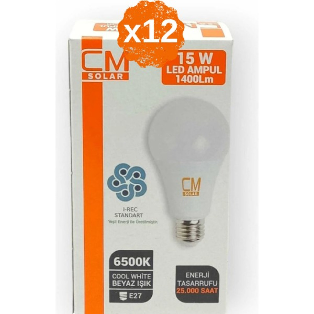 Cmsolar 12 Adet - 15W LED 4000K Sarı Işık Ampul E27 Duylu - Beyaz - 15 W Led Aydınlatmalar Fiyatı
