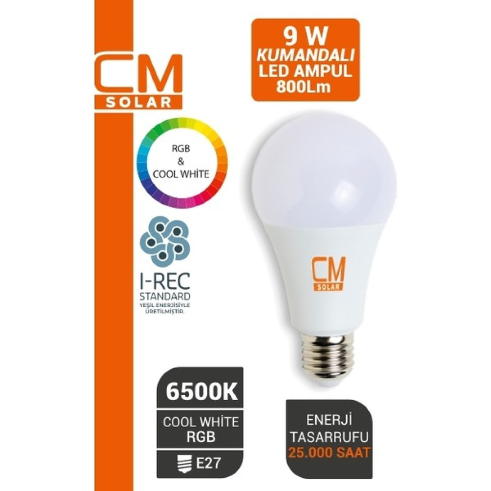 Cmsolar 9W LED Rgb E27 Duy Ampul - Renkli - 1 - 10 W Led Aydınlatmalar Fiyatı