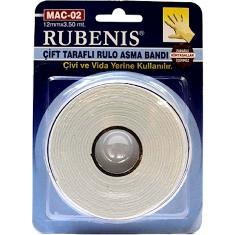 Cmt Rubenis Çift Taraflı Rulo Asma Taşıma Bandı 12 mm x 3,50 mt - Beyaz Oto Boyaları Fiyatı