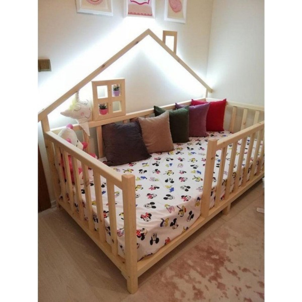 CND Home Unisex Montessori Bebek ve Çocuk Karyolası Doğal Ahşap Yatak Evli - 60 x 120 cm Karyola Fiyatı