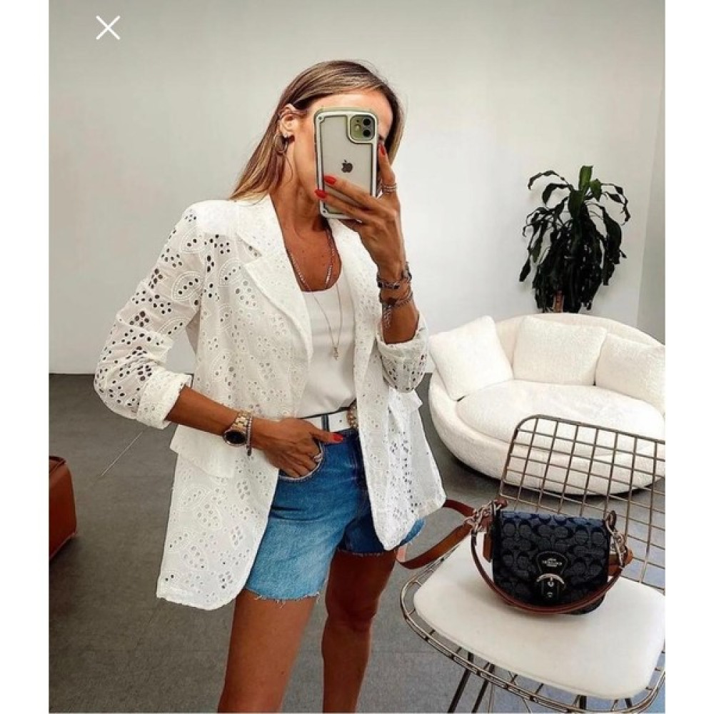 Cng Moda Kadın Güpürlü Ekru Blazer Yazlık Ceket Bayan Ceket Fiyatı
