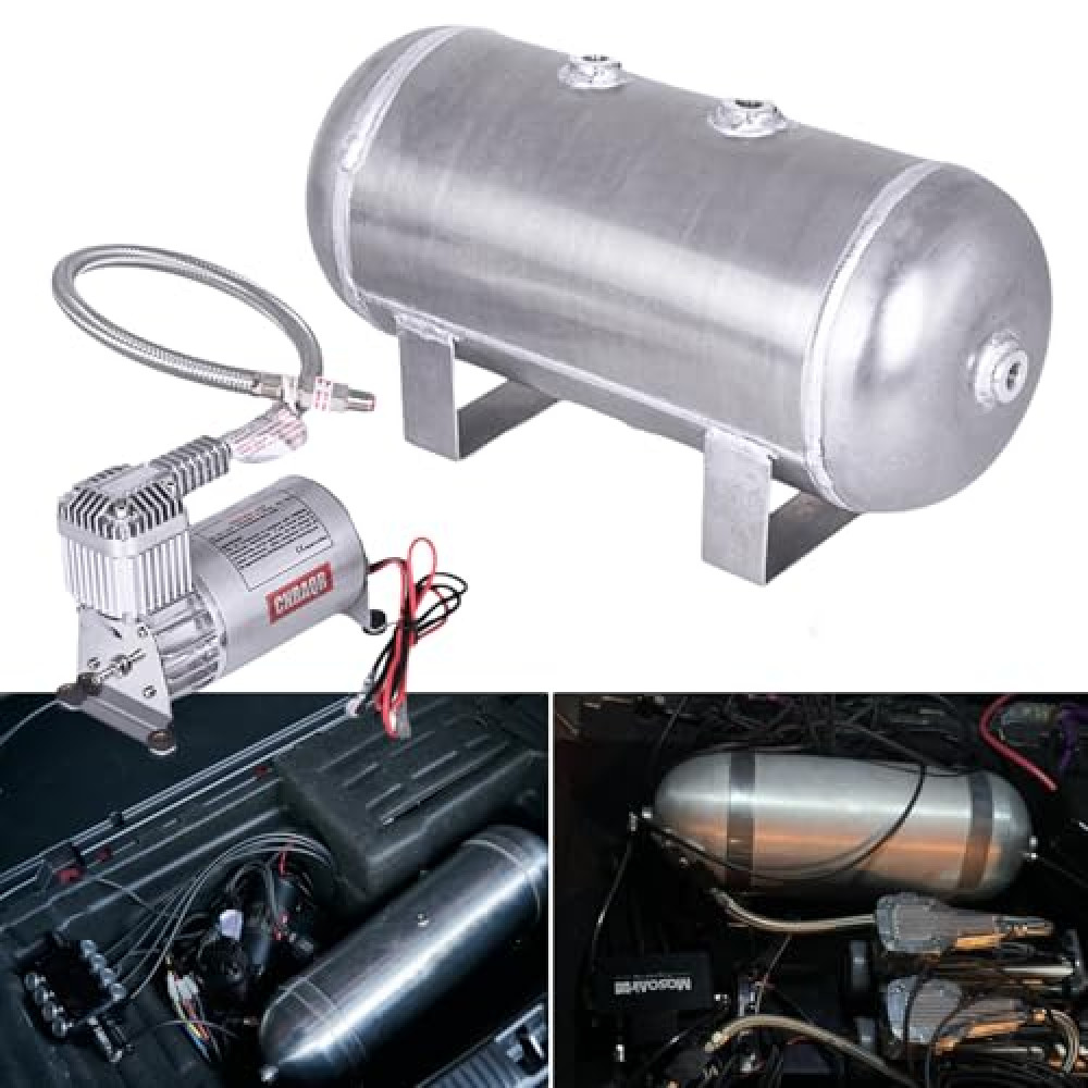 CNRAQR 150 PSI Air Compressor with 1.6 Gallon 200 PSI Air Tank Aluminum Air Compressor Onboard System 12V 1/4NPT for Train Truck Trailer Train Auto Air Lift Suspension Heavy Duty Air Horn Compressor