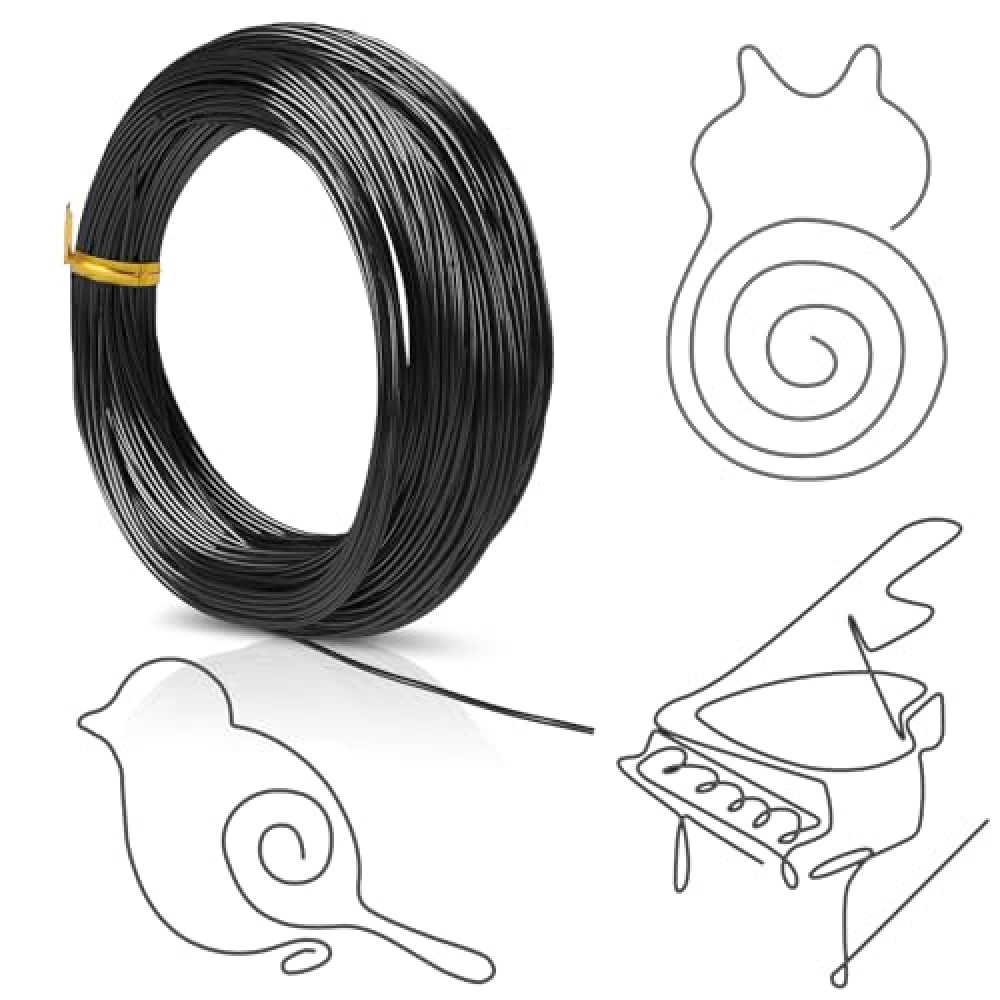 Cobee 18 Gauge Aluminum Wire for Jewelry, Craft, and Wreath Making - Bendable Beading Wire (1mm x 30m, Black)