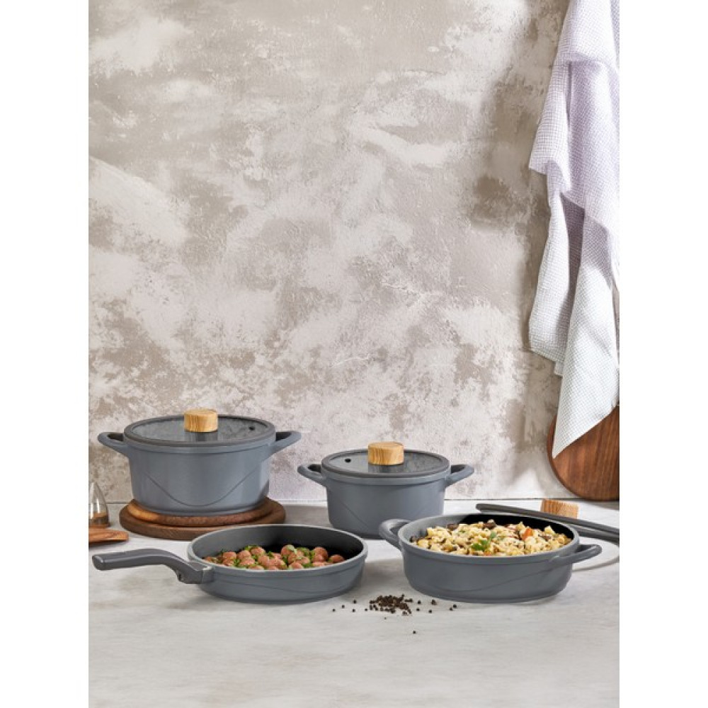 Cocinero 12050 7 Parça Seramik Tencere Seti Gri Tencereler Fiyatı