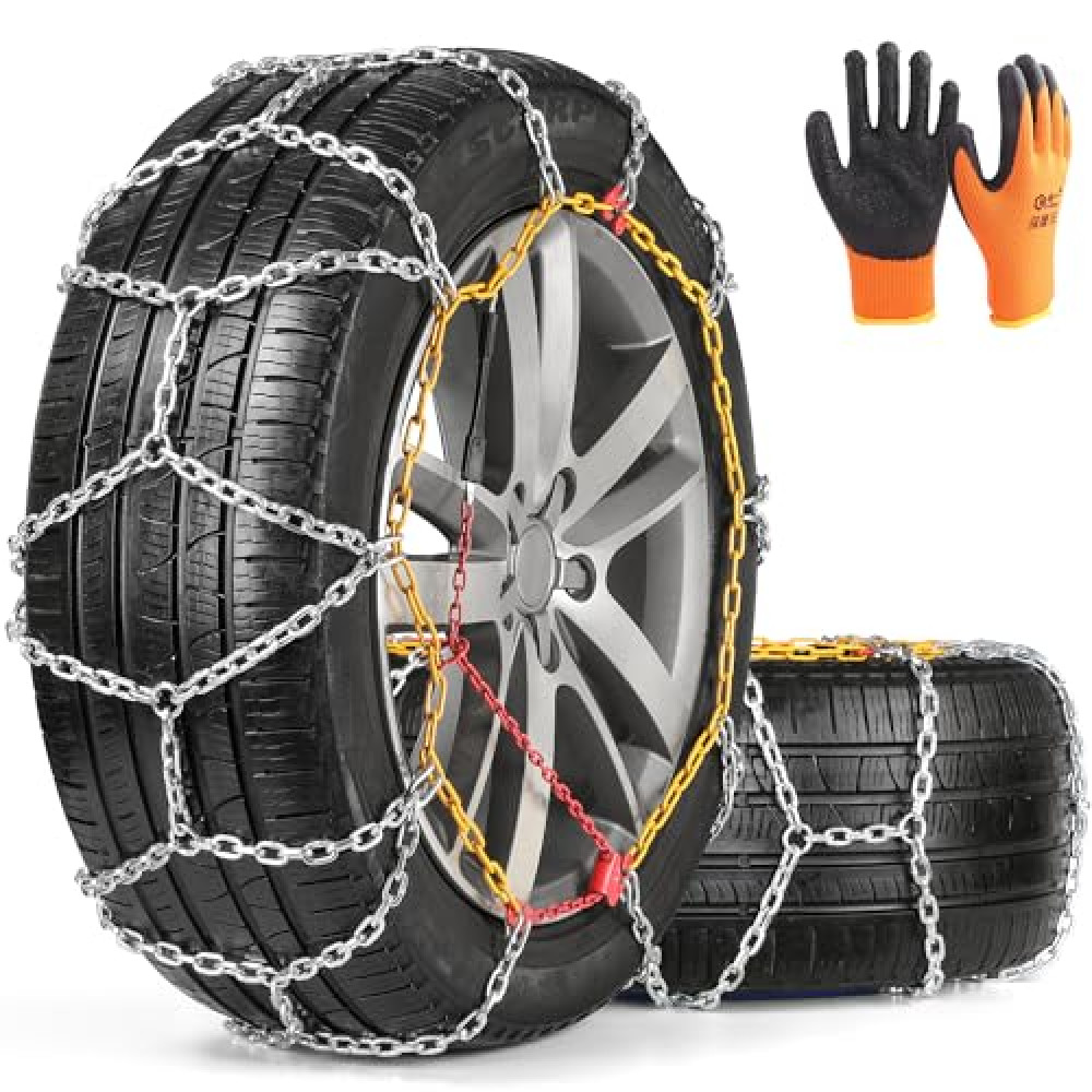 Coco Bird Heavy-Duty Snow Chains - Durable and Wear-Resistant, Ideal for Light Trucks, Pickup Trucks, and SUVs, Winter Essential, Set of 2 (4WD-110)