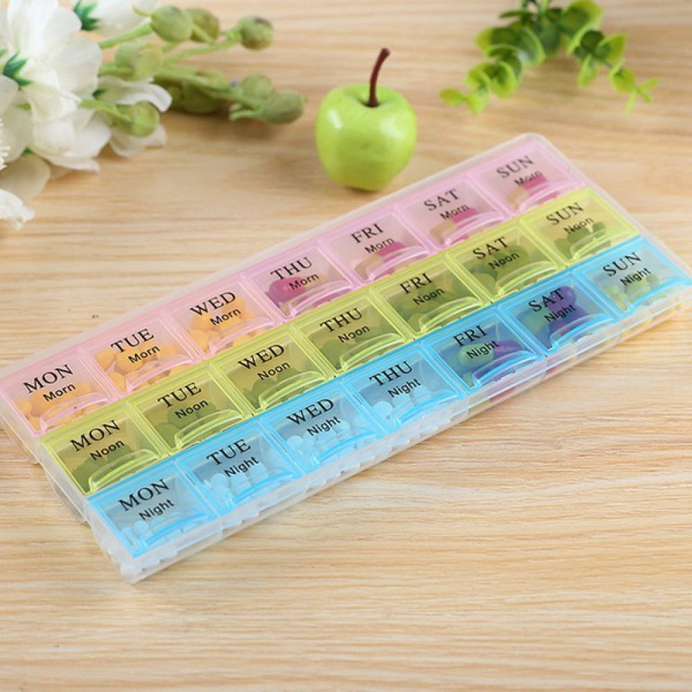 Cocomall 2pcıll Sapeklik Kutu Haftalık 7 Gün Hap Tıp Kutusu Tutucu Organizatör Haftalık 7 Gün 21 Ilaçlar Için Yuvalar Takviyeler Vitaminler (Yurt D... Banyo Dolabı / Mobilyası Fiyatı