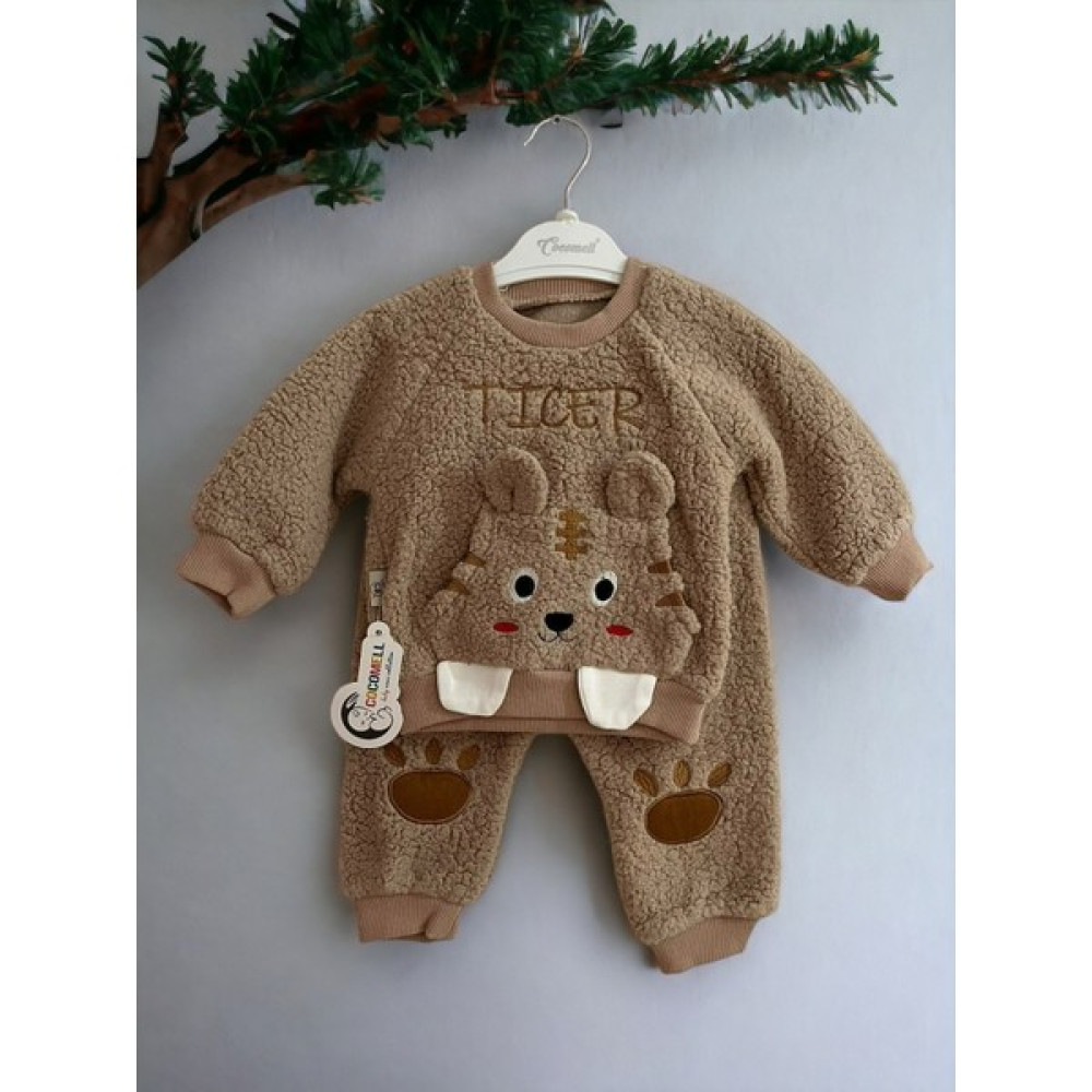 cocomell baby Unisex Bebek Dizi Patili Welsof Peluş Alt Üst Takım-Pijama Takımı-Bebek Çocuk Eşofman Takımı Erkek Çocuk Giyim Takımı Fiyatı
