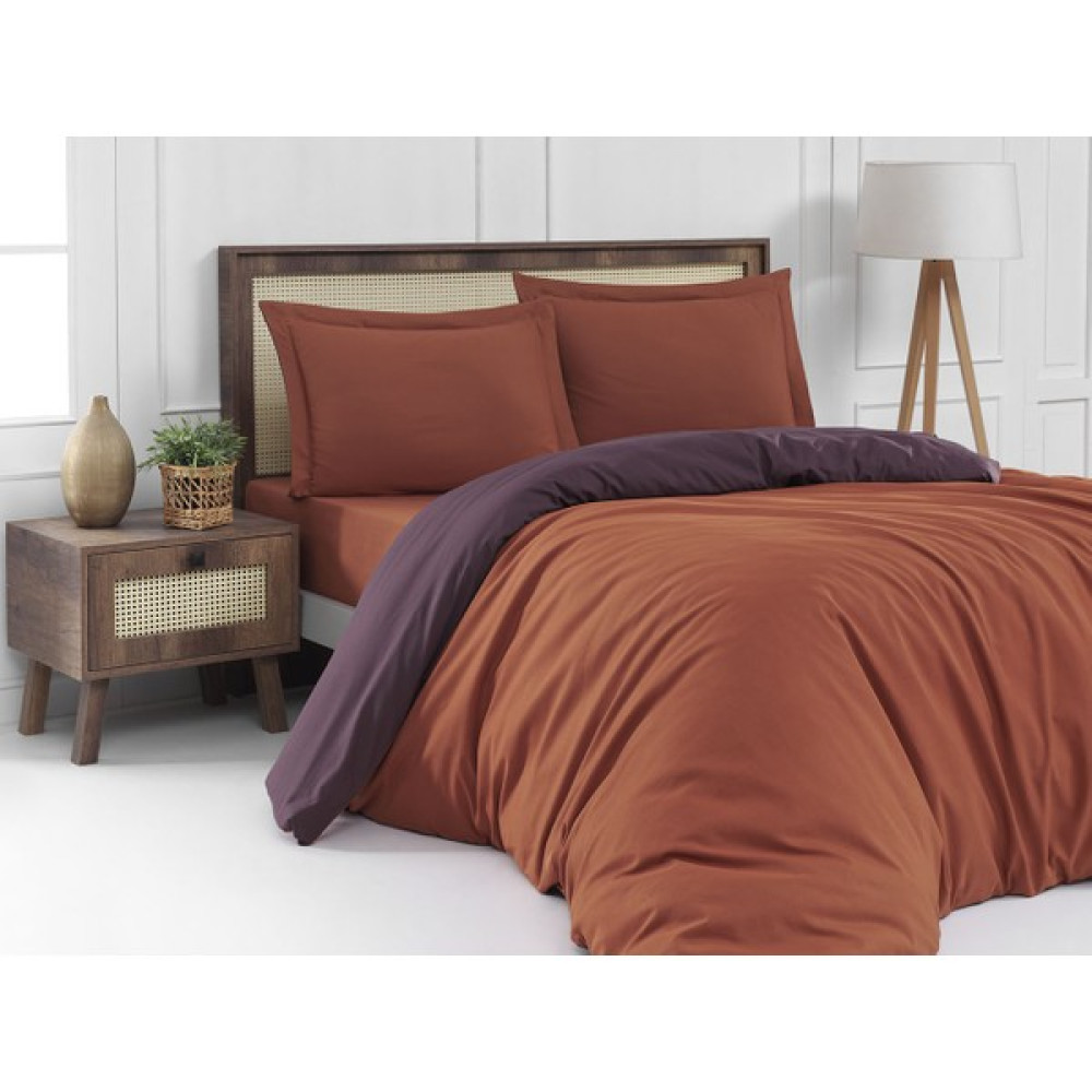 Cocona Tek Kişilik Nevresim Takımı Turuncu/mürdüm Düz Renk - 160 x 220 cm - Turuncu Nevresim Takımı Fiyatı
