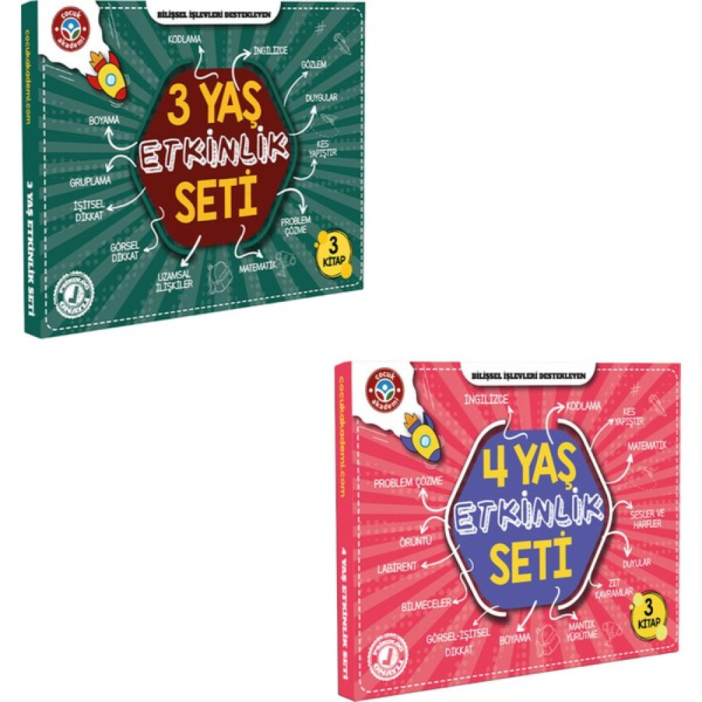 Çocuk Akademi 3 Yaş Etkinlik ve 4 Yaş Etkinlik - Özlem Durhat Zihinsel Gelişim Kitapları Fiyatı