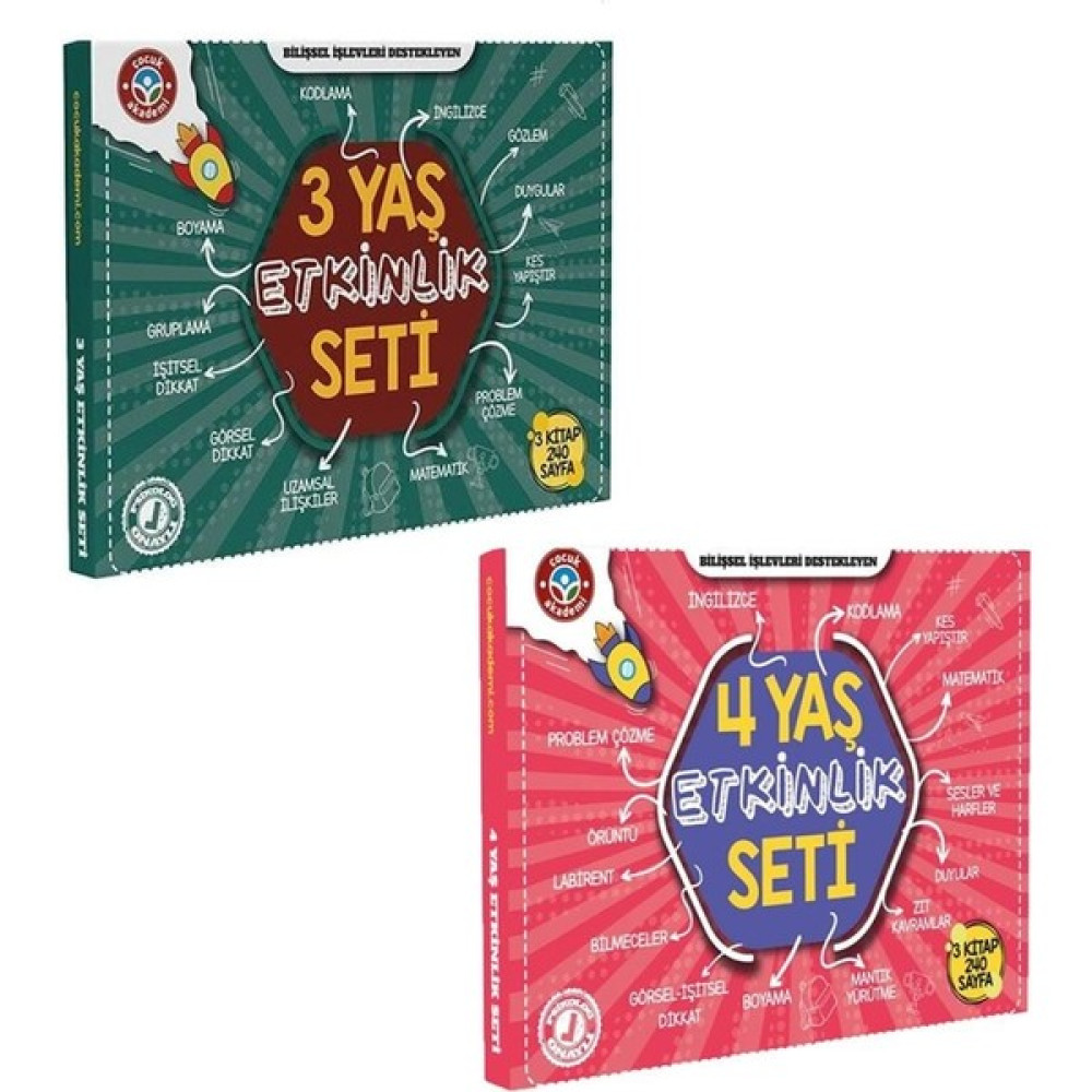 Çocuk Akademi 3 Yaş ve 4 Yaş Etkinlik Seti - Hayır Zihinsel Gelişim Kitapları Fiyatı