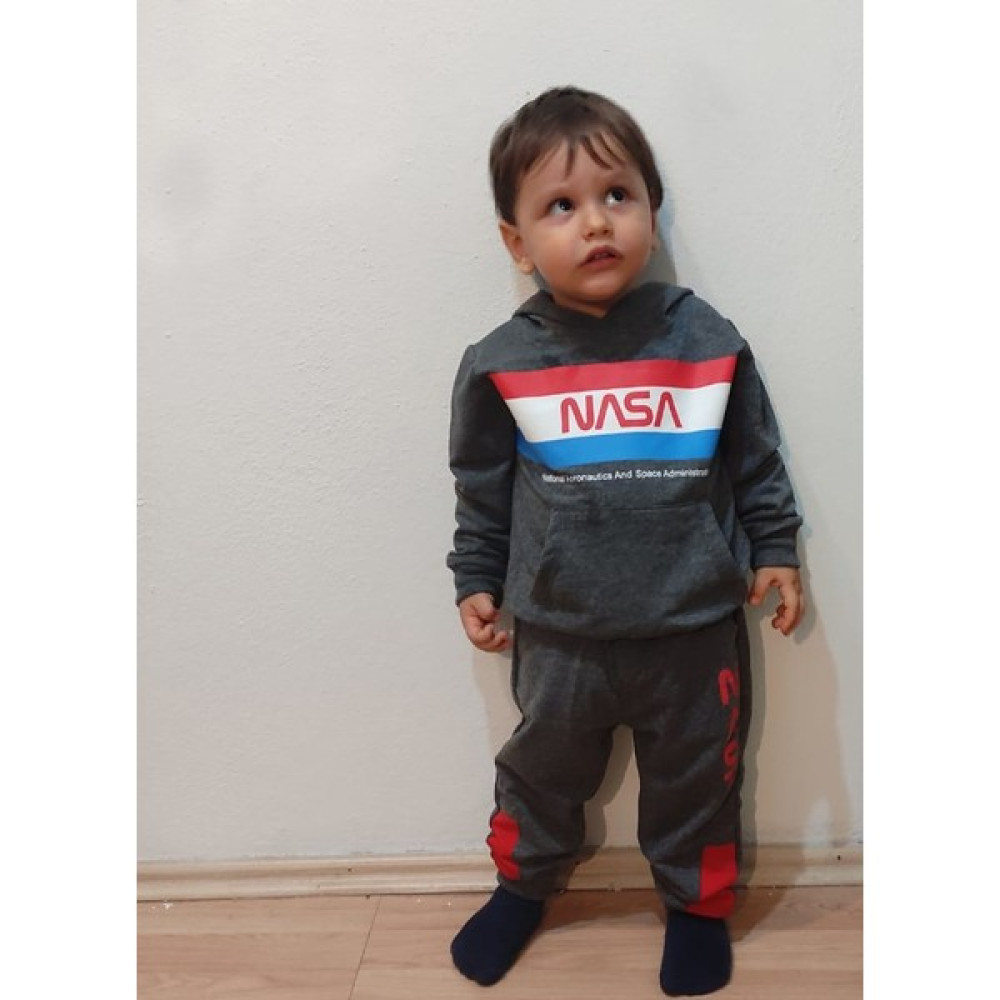Çocuk Beyaz Kapşonlu Sweatshirt Nasa Dijital Baskılı Iki Iplik Içi Şardonlu Erkek Çocuk Giyim Takımı Fiyatı