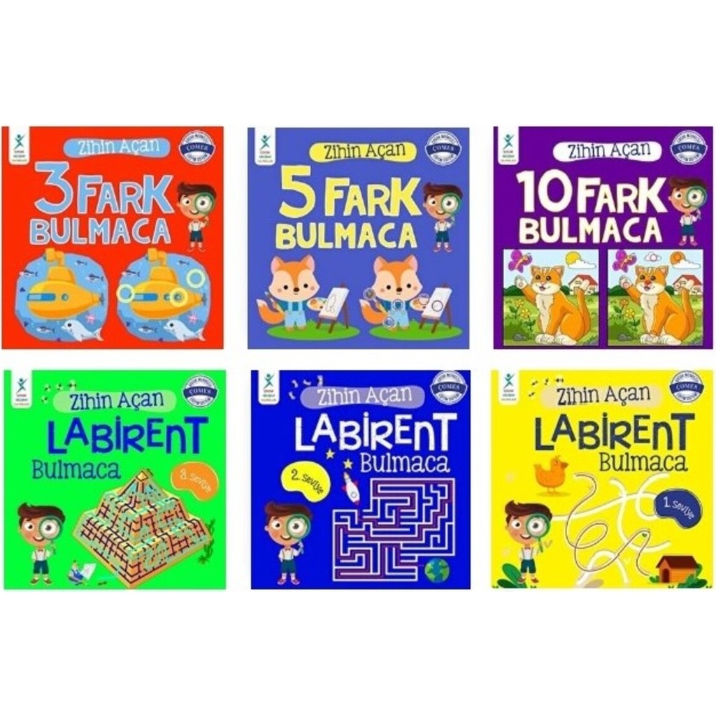 Çocuk Gelişimi Yayınları Zihin Açan Bulmaca Serisi 6 Kitap- Fark Bulmaca - Labirent Bulmaca Diğer Fiyatı