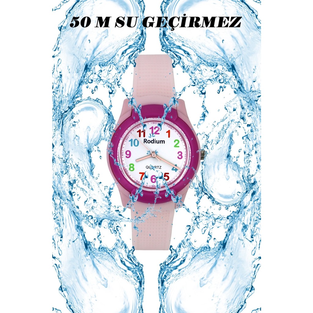 Çocuk Kol Saati Su Geçirmez Rodium Analaog (8817)-(PEMBE-FUŞYA) - Pembe - Fuşya Kol Saatleri Fiyatı