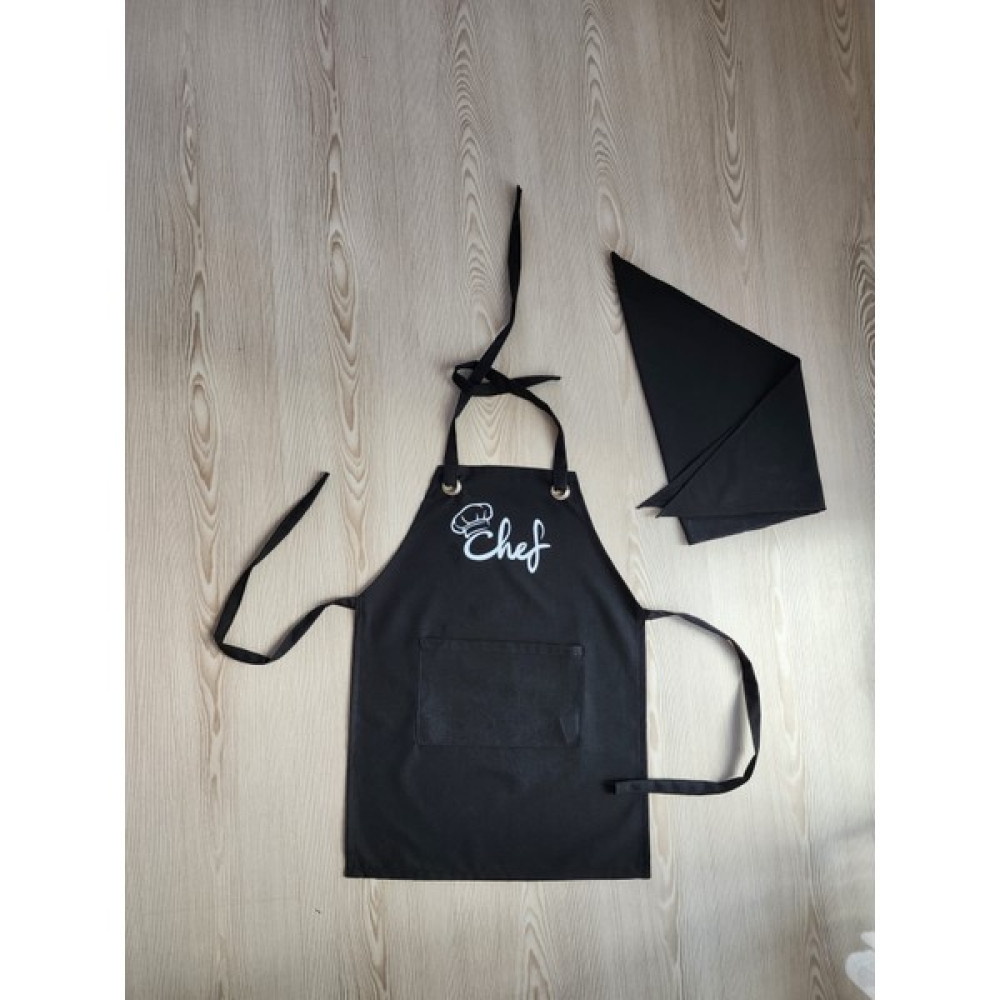 Çocuk Mutfak Önlüğü,etkinlik Önlüğü+Bandana - Siyah Mutfak Önlüğü Fiyatı