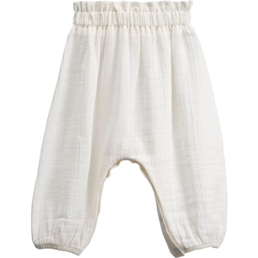 Çocuk Organik Müslin Pantolon Beli Ve Paçaları Lastikli Ağı Çıtçıtlı Beyaz Bebek Pantolon Fiyatı