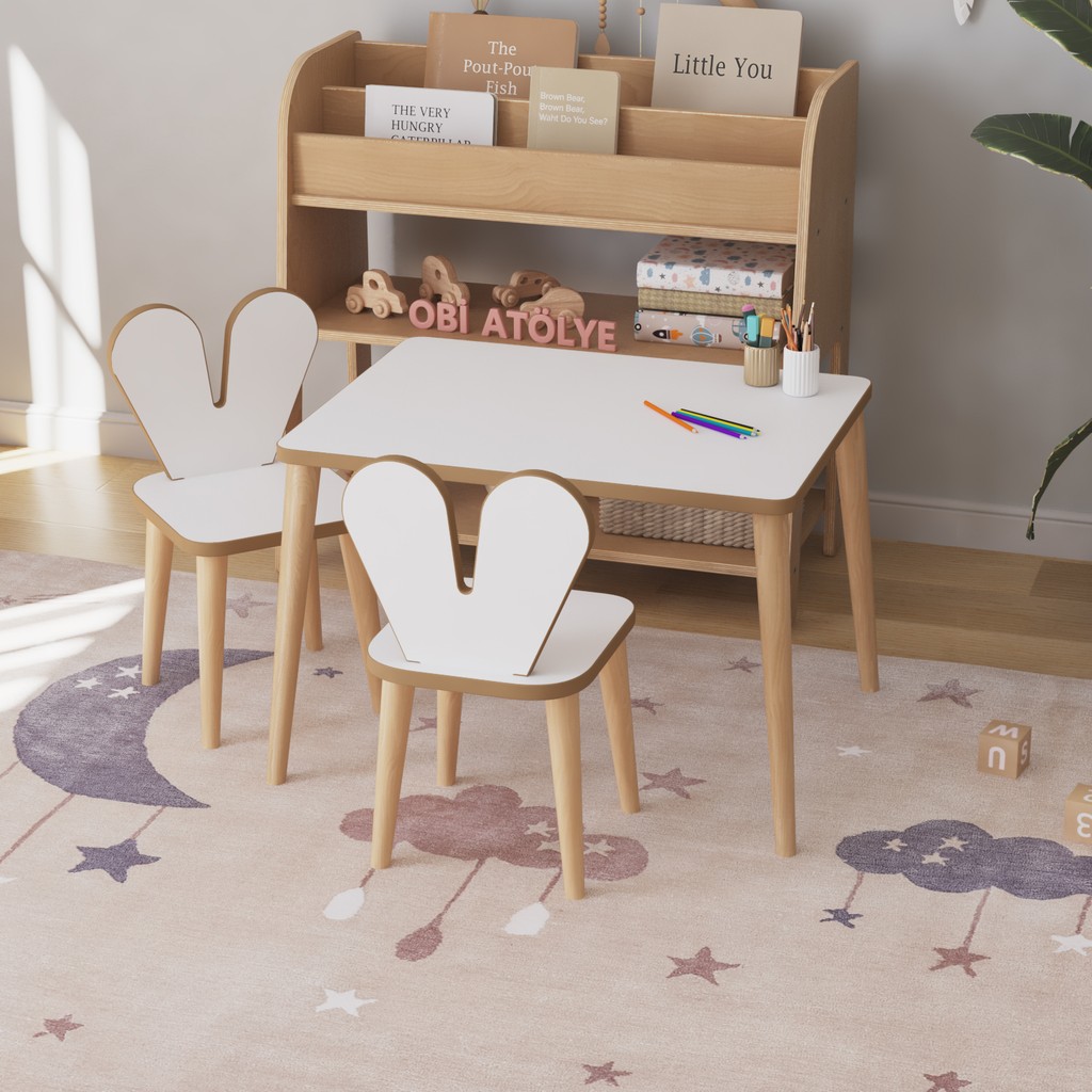 Çocuk Oyun Aktivite Masası 60X45 cm 2 Sandalyeli Çocuk Çalışma Masası Standart Sandalye Fiyatı