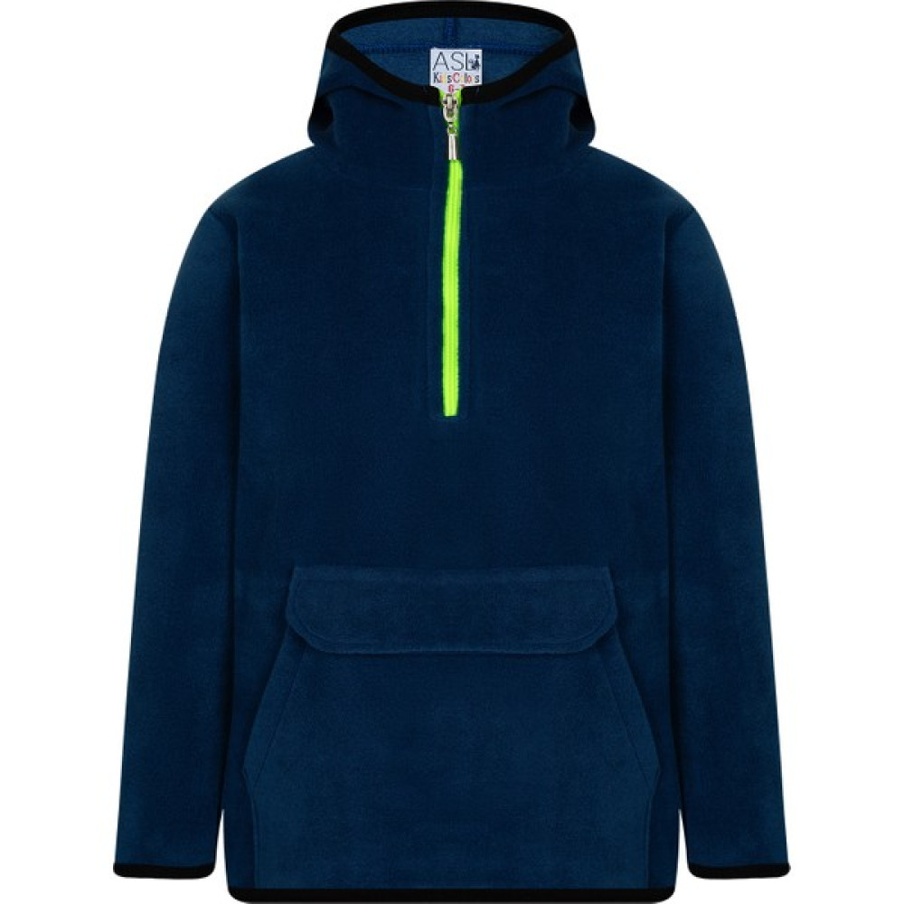 Çocuk Polar Yarım Fermuarlı Kapşonlu Kanguru Cep Sweatshirt Indigo Unisex Ayakkabı (Outdoor) Fiyatı