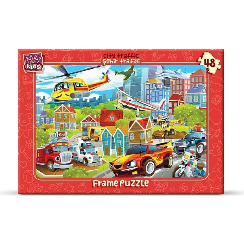 Çocuk Puzzle 48 Parça Şehir Trafiği Oto Boyaları Fiyatı