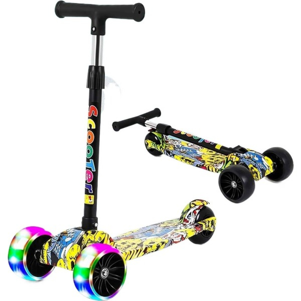 Çocuk Scooter 3 Tekerlekli Katlanır Bisiklet LED Parlaklık Denge Scooter Ayarlanabilir Yükseklik Scooter Scooter (Yurt Dışından) - Sarı Açık Hava, Deniz ve Spor Oyuncakları Fiyatı
