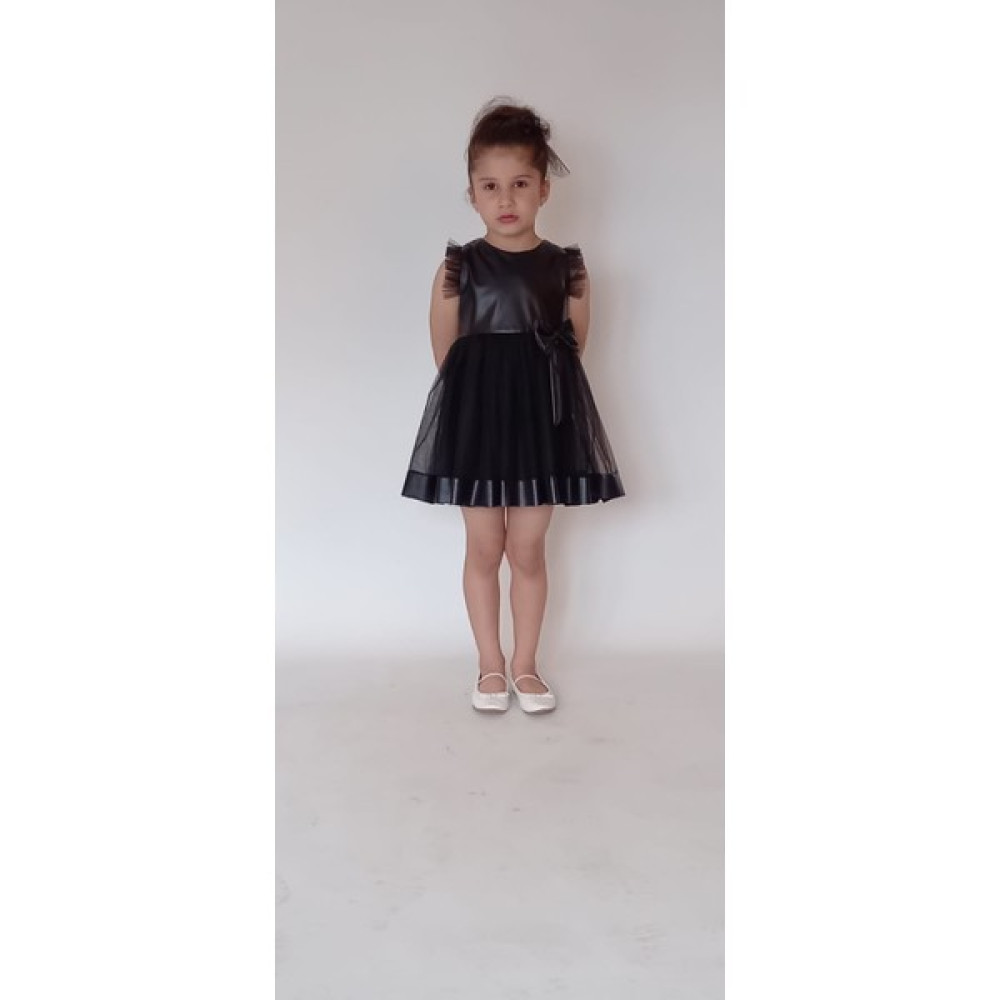 Çocuk Yolu Kids Tüllü Fırfırlı Kız Deri Elbise Kız Çocuk Elbise Fiyatı