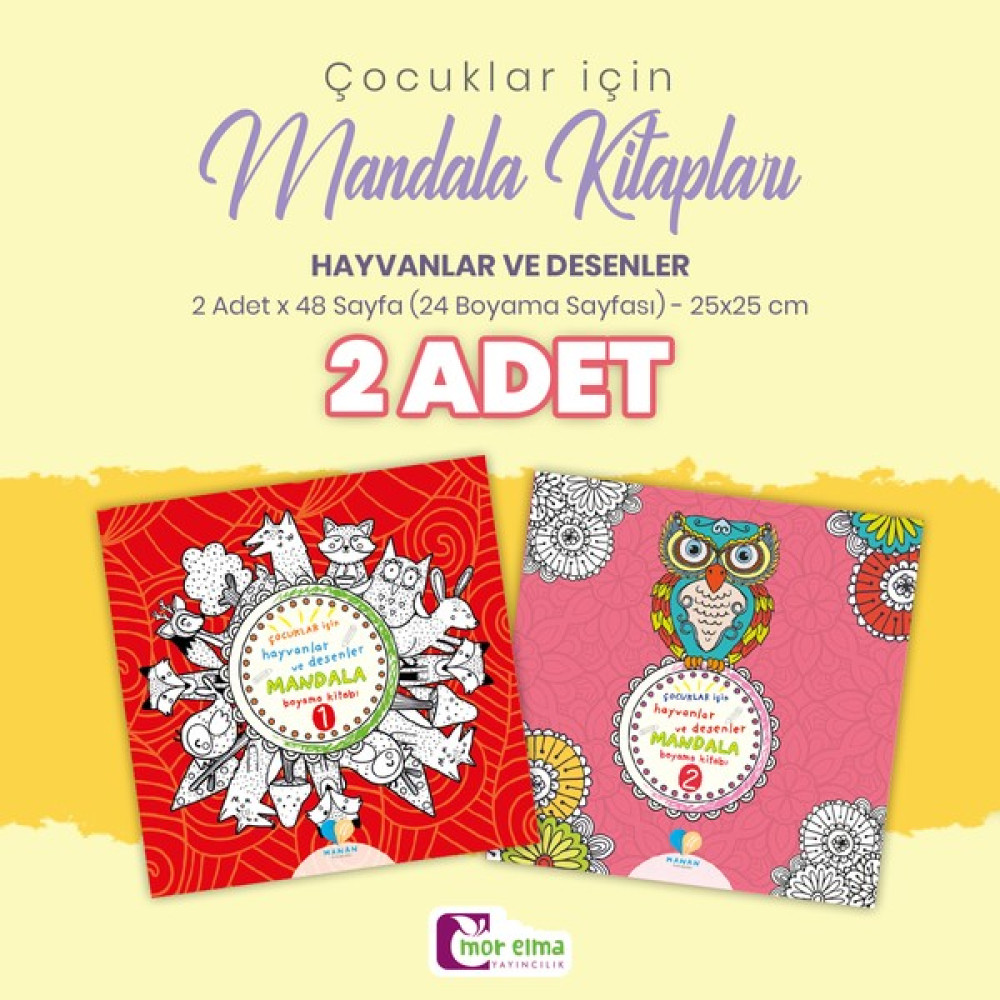 Çocuklar Için 2 Adet Hayvanlar ve Desenler Mandala Kitabı Aktivite & Eğitici Kitaplar Fiyatı