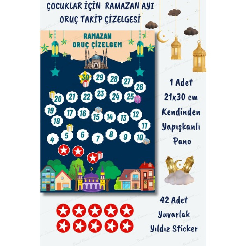 Çocuklar İçin Oruç Takip Çizelgesi – Ramazan Ayı Oruç Çizelgesi – Ramazan Sticker-Çocuk İmsakiyesi-Sahur ve Oruç Duvar Stickerı Fiyatı