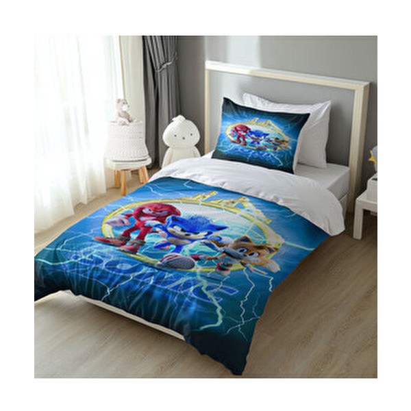 Çocuklar İçin Şen Dekorasyon Sonic Takımı Nevresim Takımı 160 x 220 cm Düz Pamuk-Polyester - Beyaz Nevresim Takımı Fiyatı