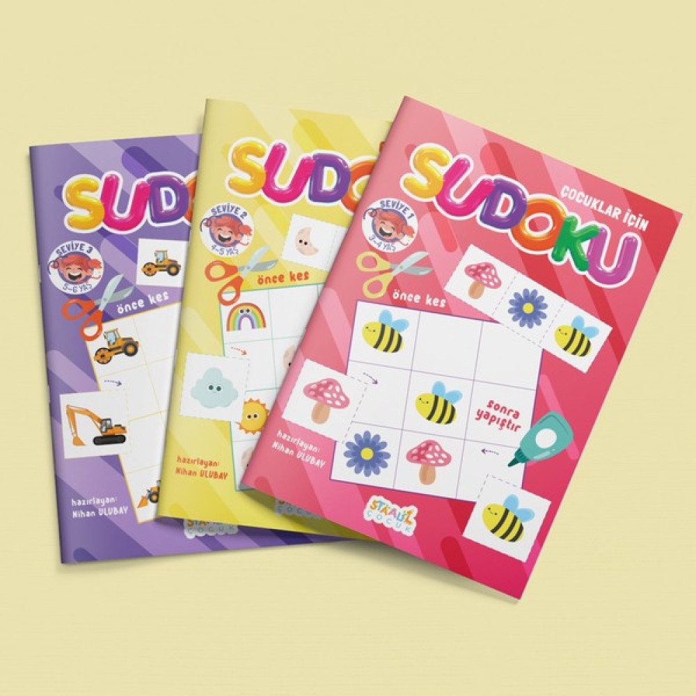 Çocuklar Için Sudoku 3'lü Set - Seviye 1-2-3 (3 Kitap) Okul Öncesi Eğitici & Öğretici Kitaplar Fiyatı