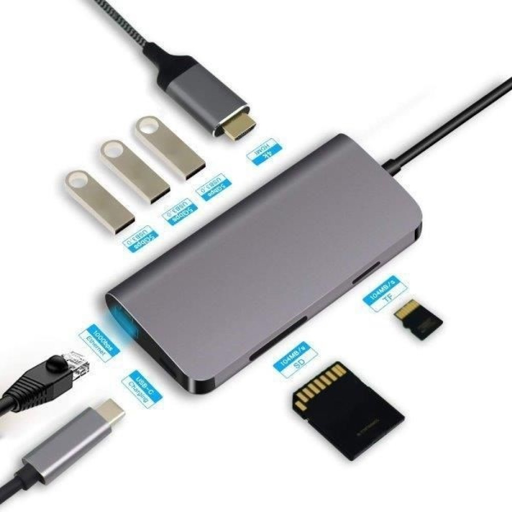 Codegen CDG-CNV40 3port Type-C & Ethernet,hdmı,type-C Kart Okuyucu Gümüş USB Çoklayıcı Hub Bilgisayar Çevirici ve Adaptörü Fiyatı