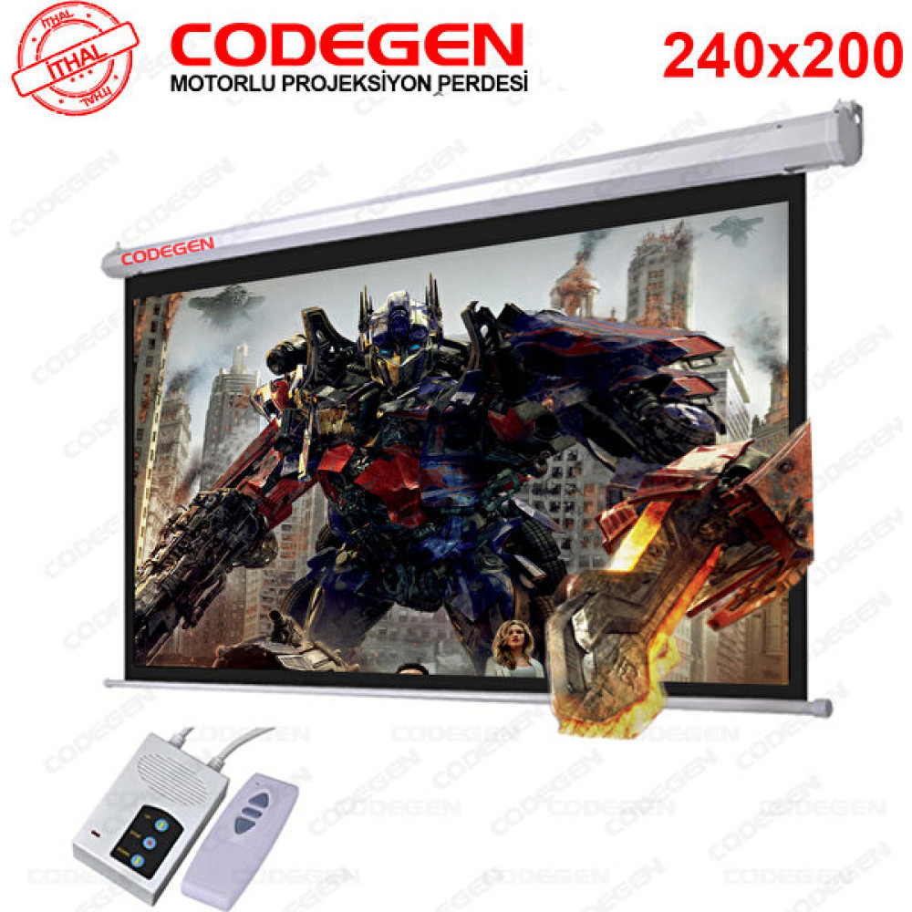 Codegen Ex-24 Motorlu Projeksiyon Perdesi 240X200 (Arkası Siyah Fonlu - Duvar/tavan Asılabilir) Projeksiyon Perdesi Fiyatı