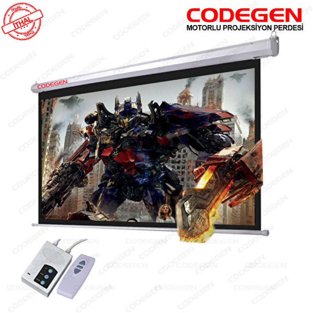 Codegen Fex-24 240x200 CM Motorlu Elektrikli Uzaktan Kumandalı Fiber Glass Projeksiyon Perdesi Projeksiyon Perdesi Fiyatı