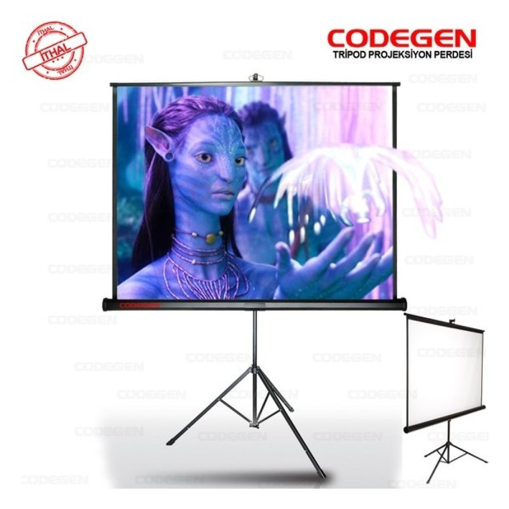 Codegen TX-18 180x180 Tripod İthal Projeksiyon Perdesi (Arkası Siyah Fonlu) Projeksiyon Askı Aparatı Fiyatı