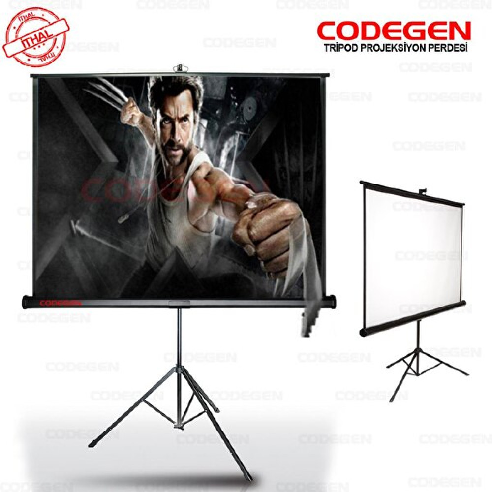Codegen Tx-20 200x200 CM Siyah Fonlu Tripod Ayaklı Taşınabilir Manuel Projeksiyon Perdesi Projeksiyon Perdesi Fiyatı