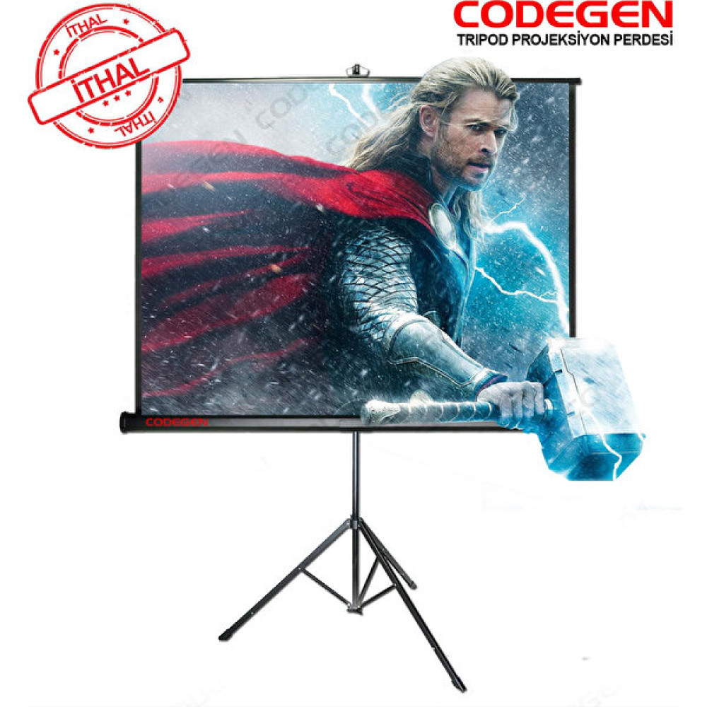 Codegen Tx-20 Trıpod Projeksiyon Perdesi 200X200 (Arkası Siyah Fonlu - Taşınabilir Ayaklı Model) Projeksiyon Perdesi Fiyatı