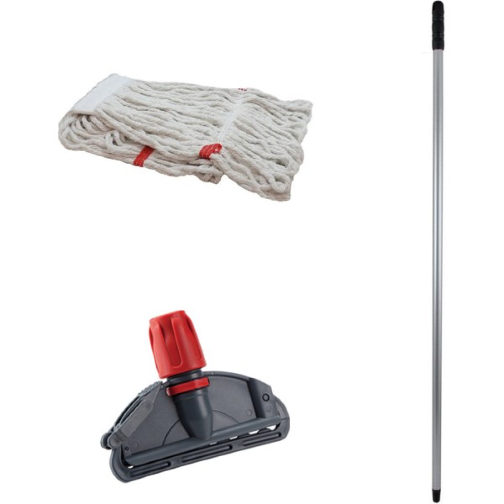 CodEx Dar Yedek Islak Mop Takımı Beyaz 450 gr 17 cm Islak Mop + Metal Sap + Mop Tutucu Temizlik Malzemeleri Fiyatı