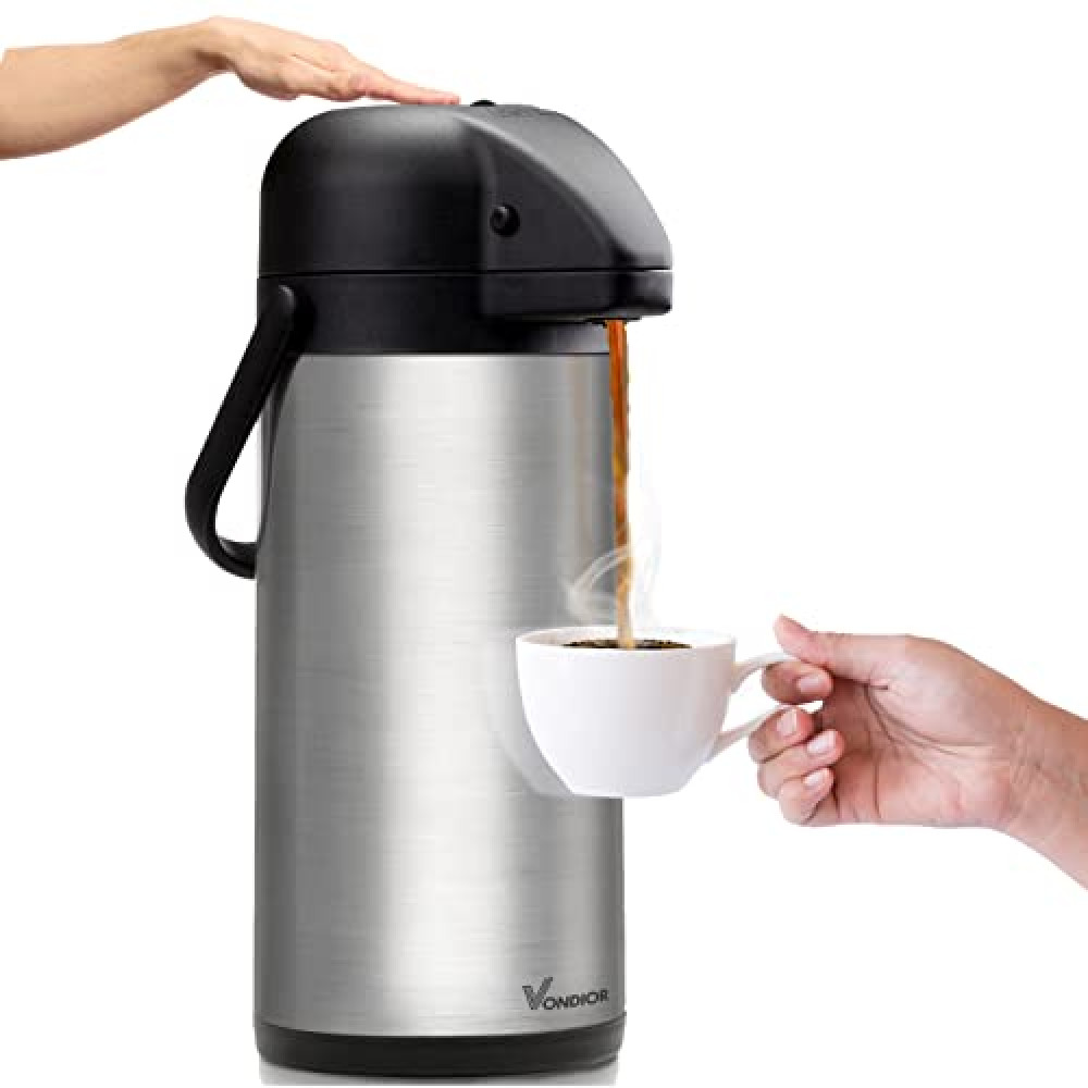 Coffee Carafe for Keeping Hot - 102oz/3L Airpot Coffee Dispenser with Pump - Insulated Stainless Steel Hot Beverage Dispenser for Parties - Thermos for Hot Drinks Water Tea Chocolate