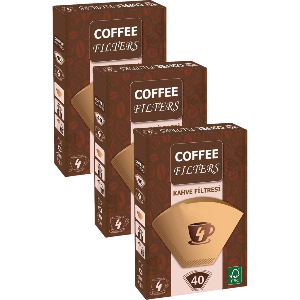 Coffee Filters Caffeo No4 40 Adet Kahve Filtre Kağıdı x 3 Adet - Kağıt Filtre Diğer Fiyatı