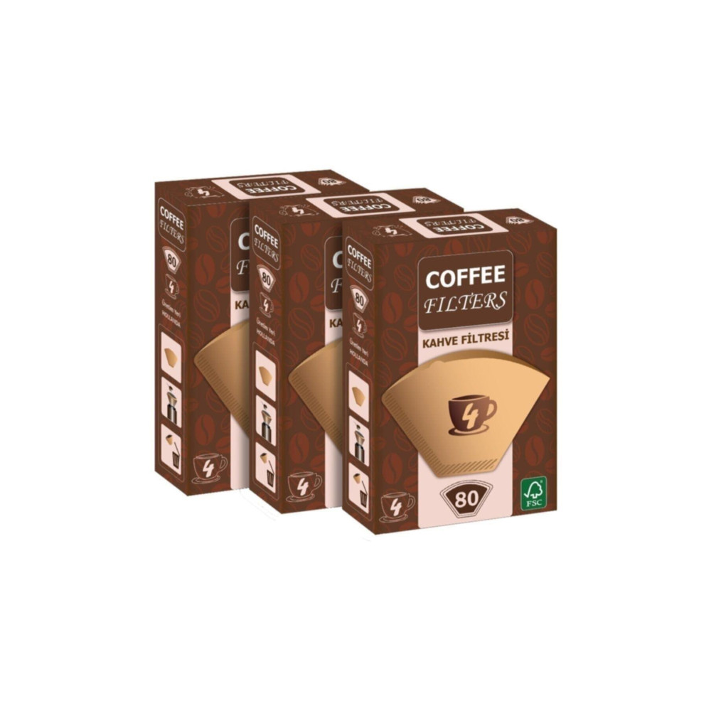 Coffee Filters Filtre Kahve Kağıdı 1/4 80li 3 Paket 240 Adet Kahve Fiyatı