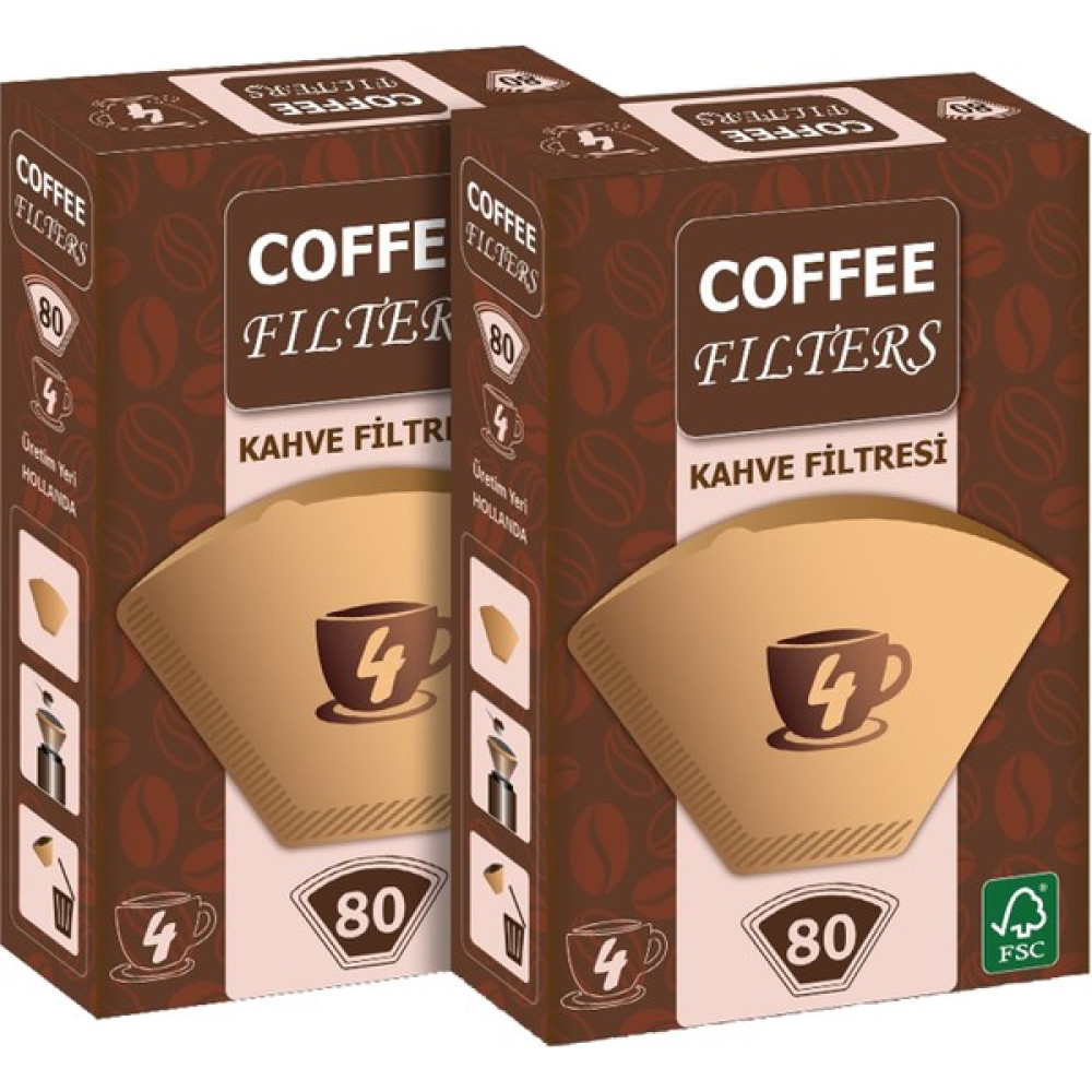 Coffee Filters Filtre Kahve Kağıdı No:4 80'li @ 2 Paket - 160 Adet - Kağıt Filtre Kahve Fiyatı