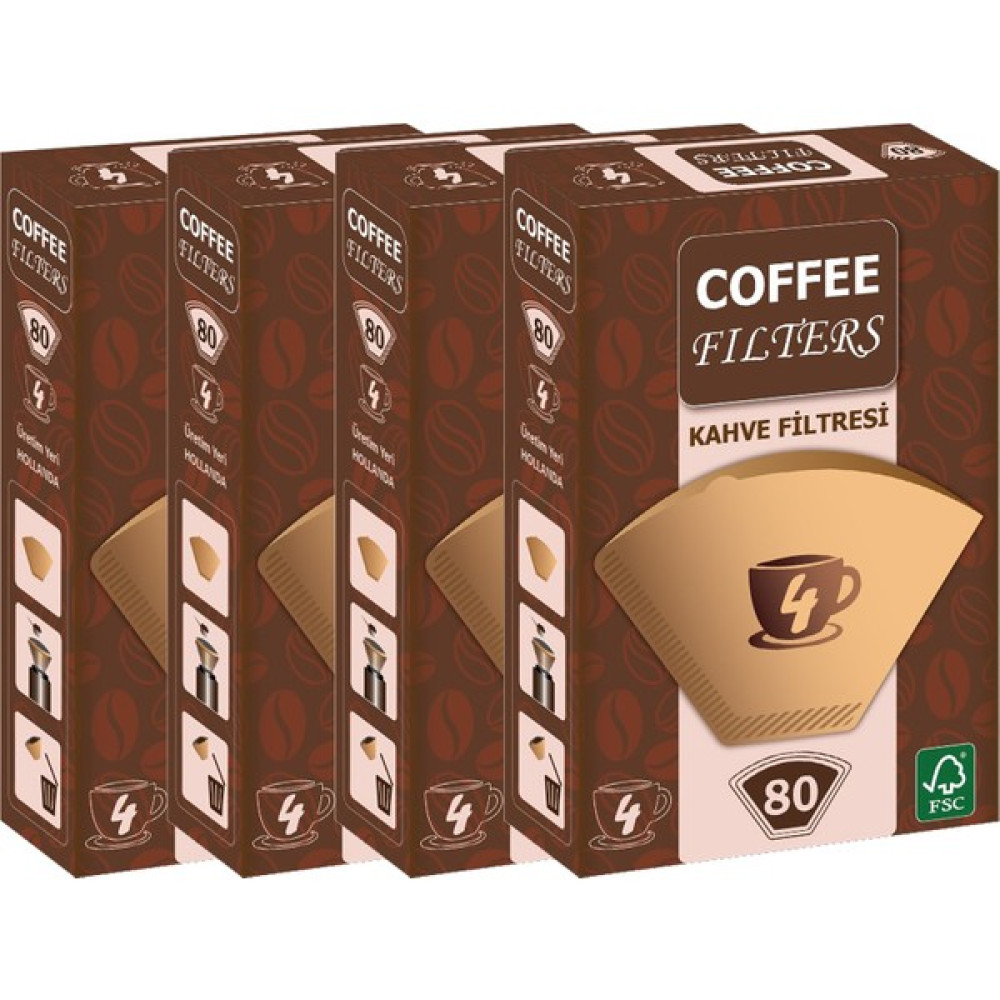 Coffee Filters Filtre Kahve Kağıdı No:4 80'li @ 4 Paket - 80 gr Kahve Fiyatı