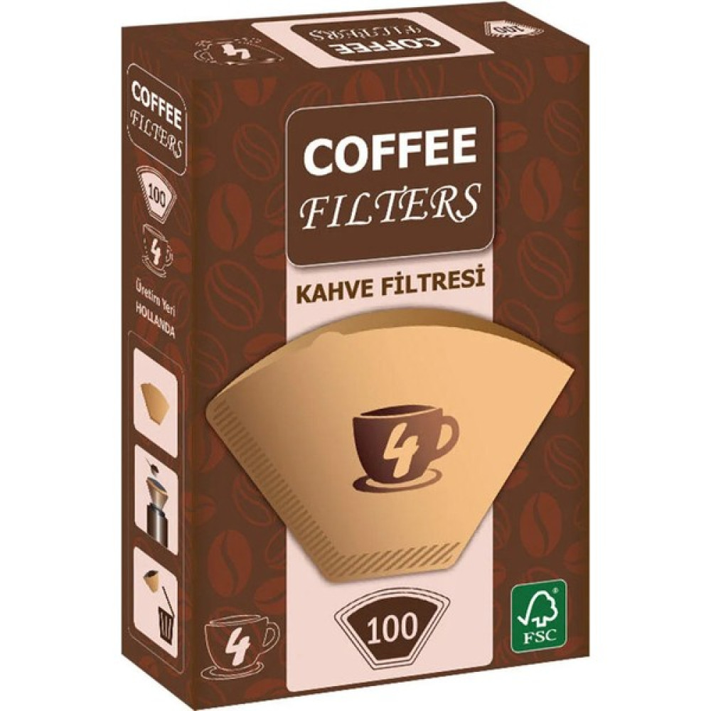 Coffee Kahve Makinesi Filtresi 1 x 4 Kahverengi 100 Adet - Kağıt Filtre Kahve Fiyatı